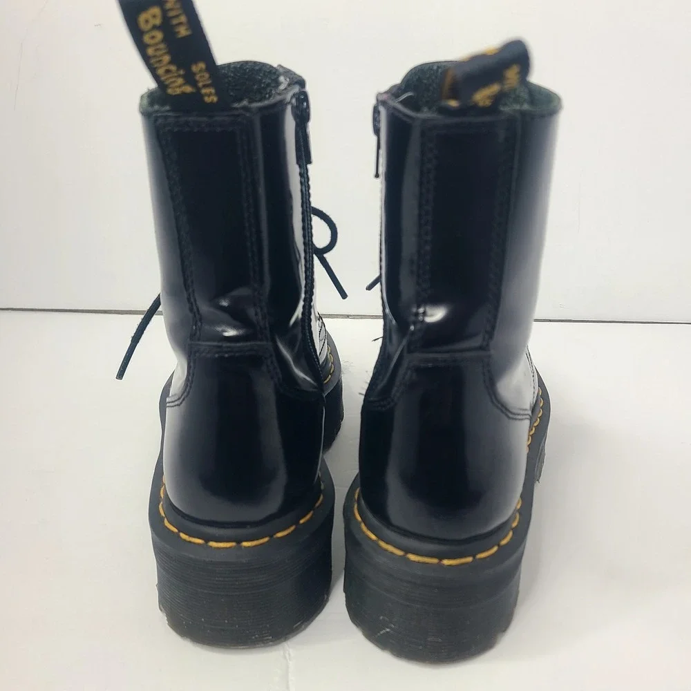 Dr Martens Jadon Black Patent Platform Chunky Side Zip Boot US 6 M 7 W EU 38
